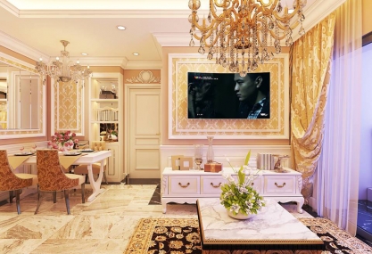 Thiết kế nội thất chung cư tân cổ điển cho gia đình anh Hà